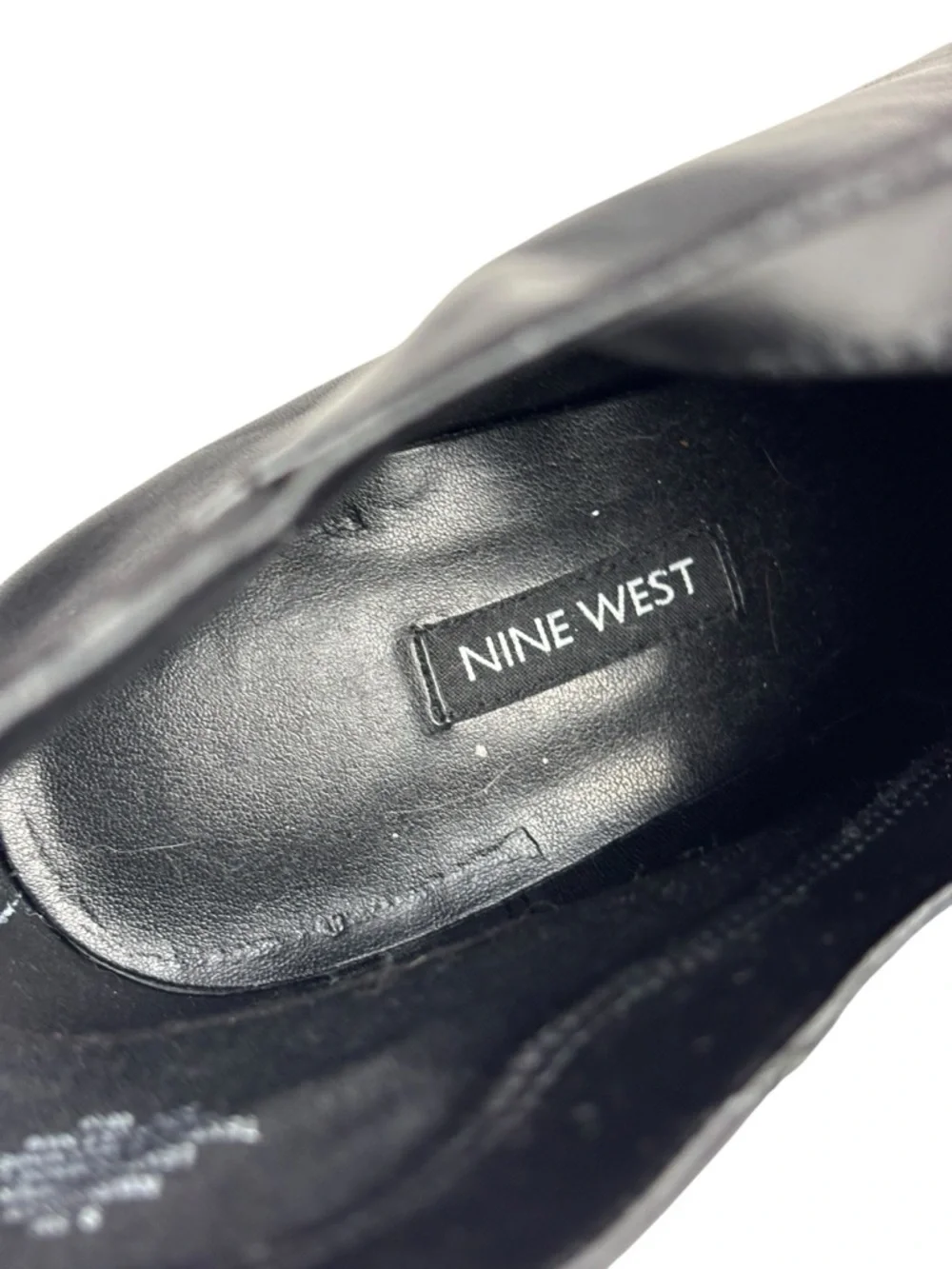NINE WEST RUSSITY BLACK LEATHER POINTED TOE ASYMMETRIC ZIP ANKLE BOOTS BOOTIES
